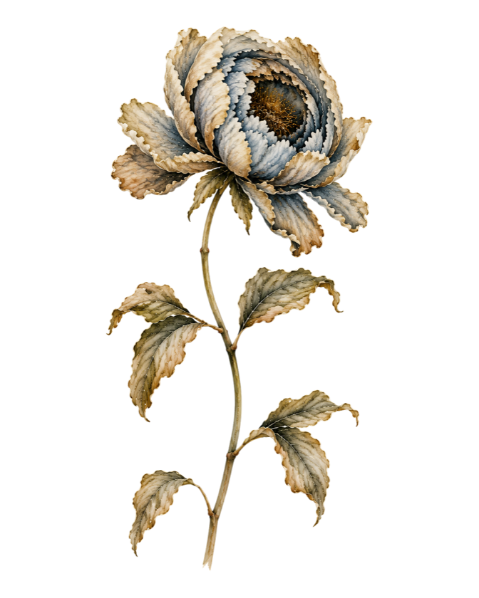 A peony gently fading with time